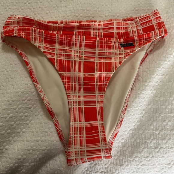 Triangl Red Plaid High Waist Bikini Bottoms - Picture 1 of 4
